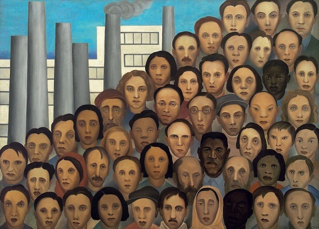 Quadro "Operários" de Tarsila do Amaral.